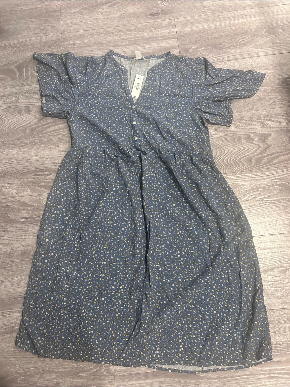 Joe Fresh Dusty Blue Floral Button-Front Midi Dress